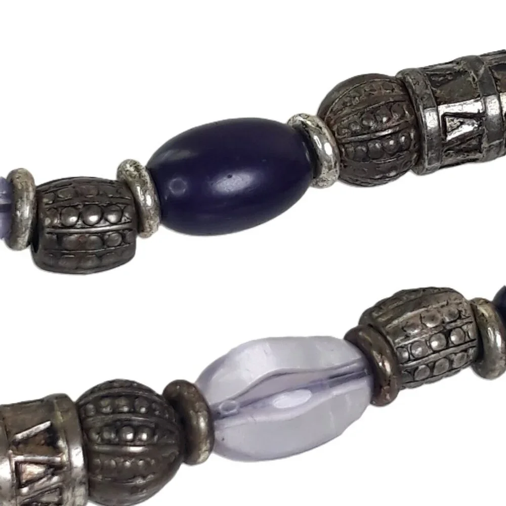 Vtg Express Bead & Metal Double Strand Belt S/M/L Boho Artsy Art to Wear